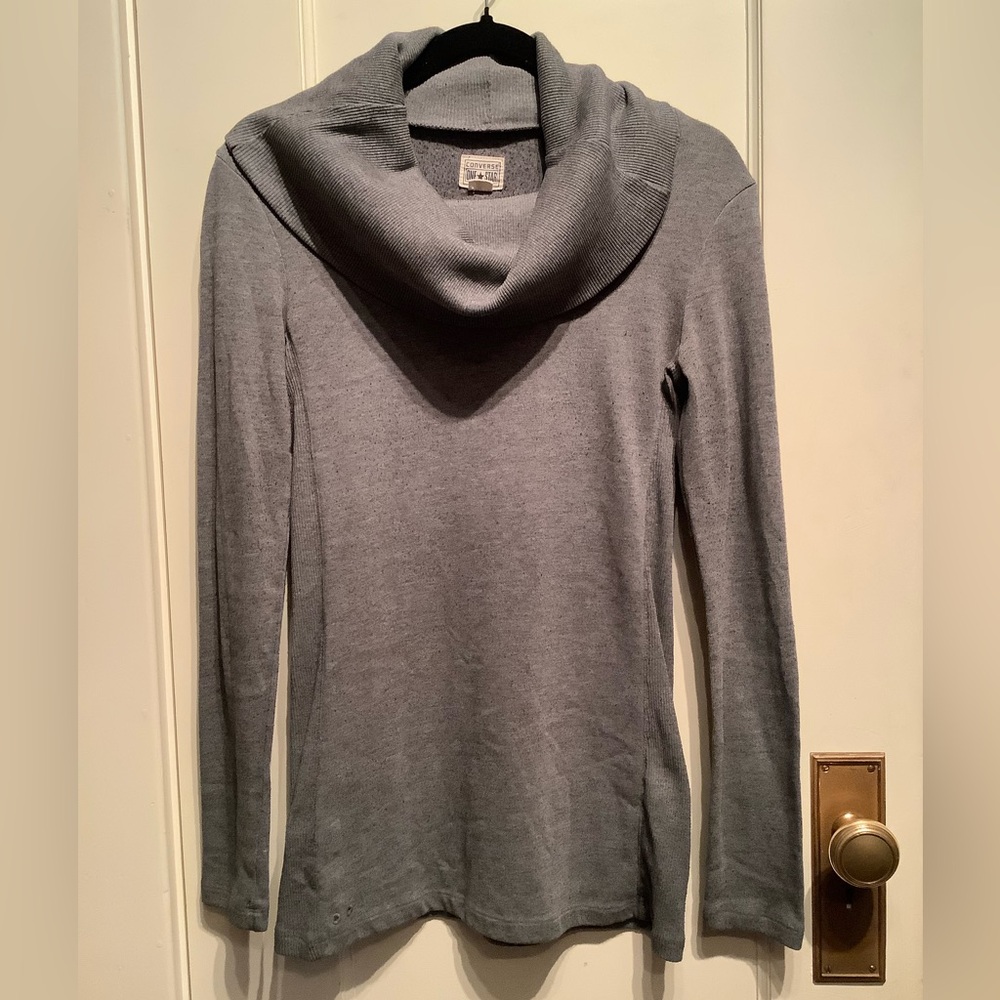 Grey Long Sleeve Sweater with Cowl